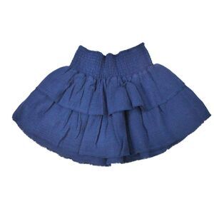 Sundays Navy Tiered Mini Skirt Medium Frayed Hem Casual Chic